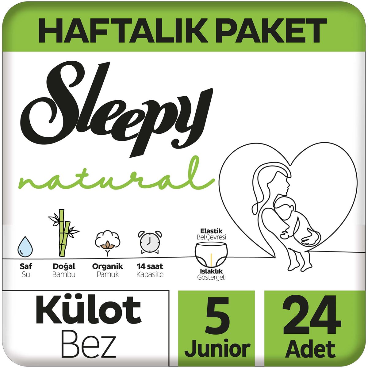 Sleepy Natural Haftalık Paket Külot Bez 5 Numara Junior 24 Adet
