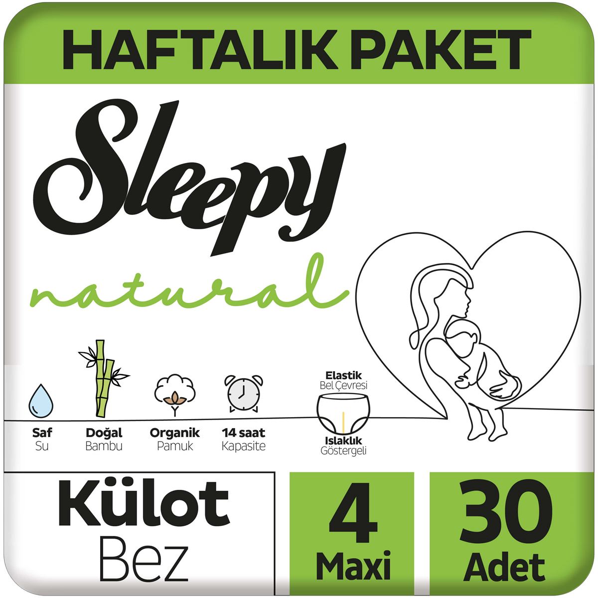 Sleepy Natural Haftalık Paket Külot Bez 4 Numara Maxi 30 Adet