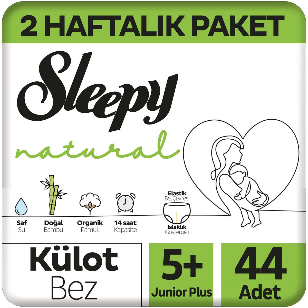 Sleepy Natural 2 Haftalık Paket Külot Bez 5+ Numara Junior Plus 44 Adet