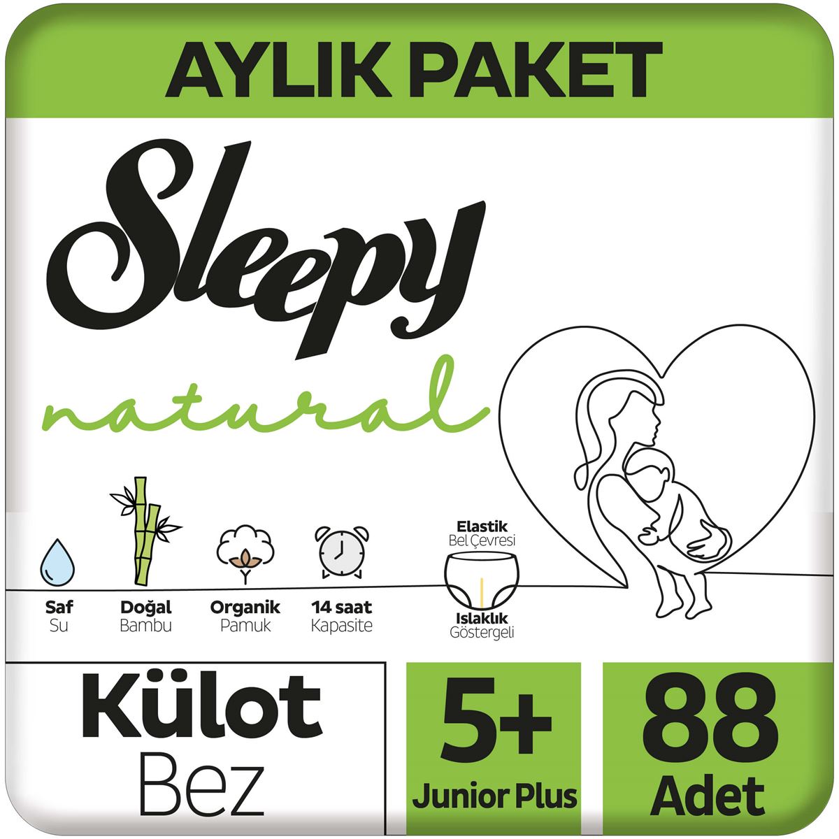 Sleepy Natural Aylık Paket Külot Bez 5+ Numara Junior Plus 88 Adet