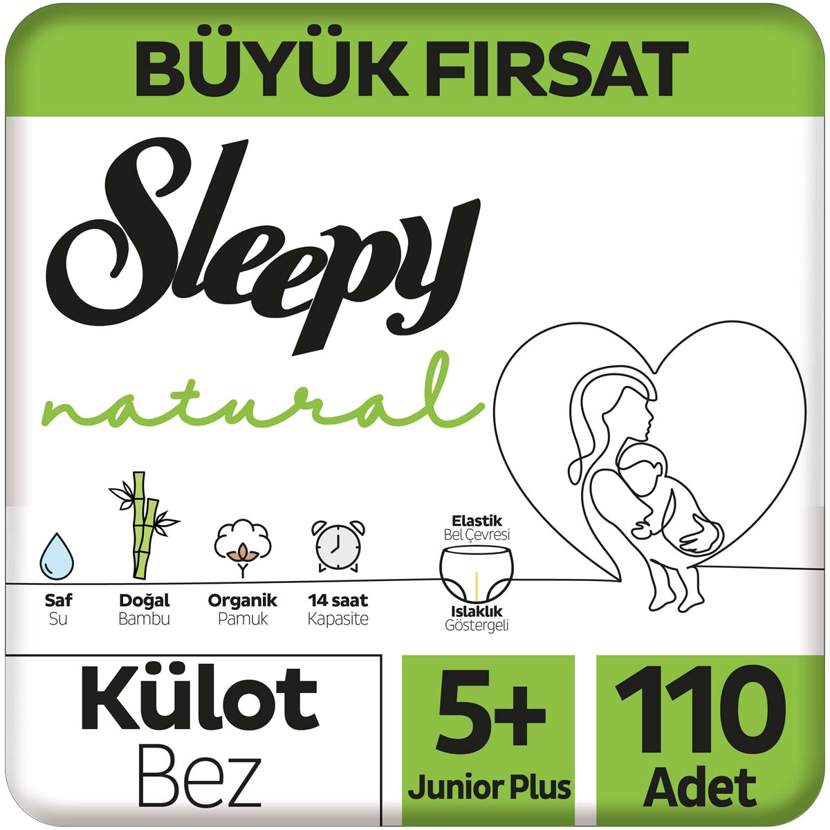 Sleepy Natural Büyük Fırsat Paketi Külot Bez 5+ Numara Junior Plus 110 Adet