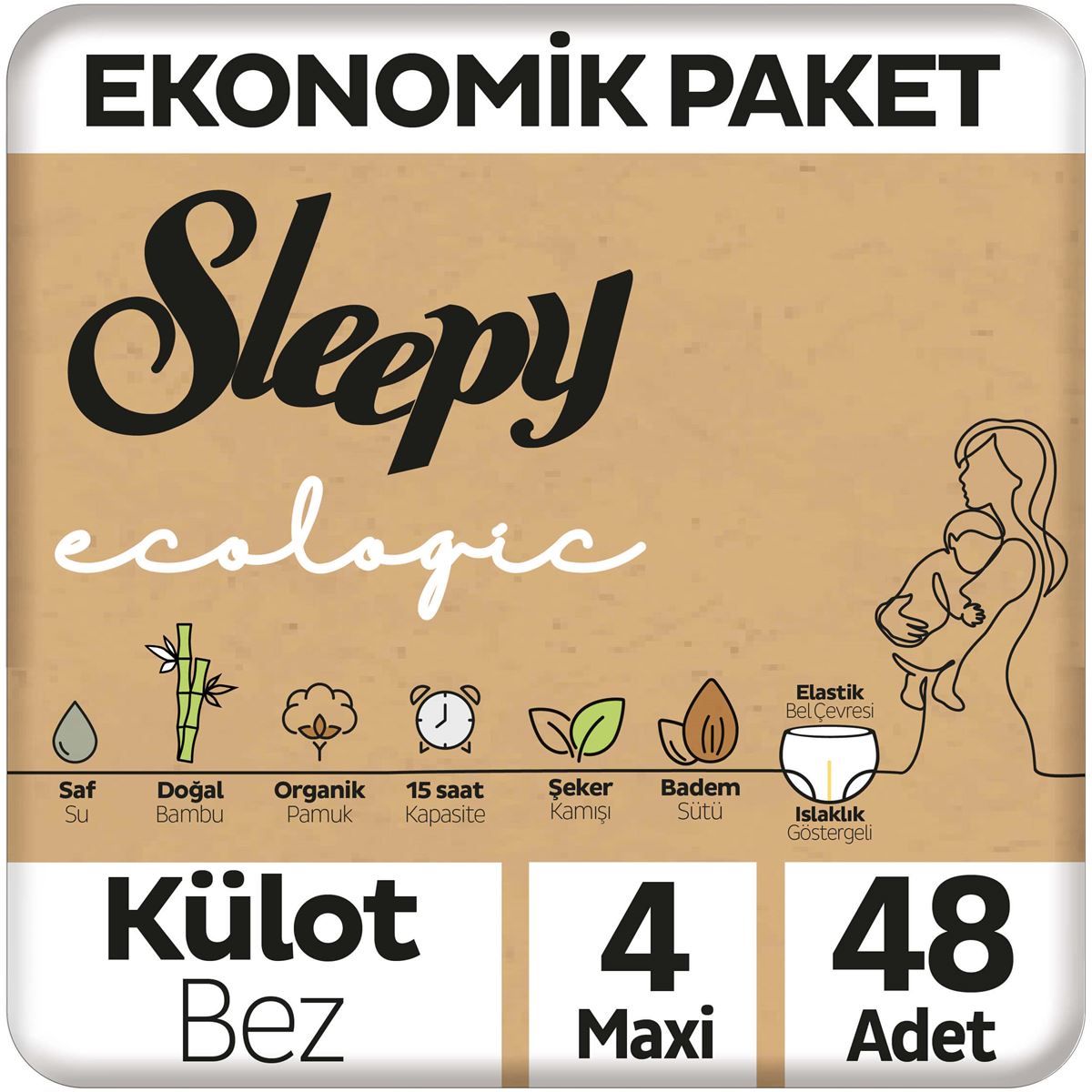 Sleepy Ecologic Ekonomik Paket Külot Bez 4 Numara Maxi 48 Adet