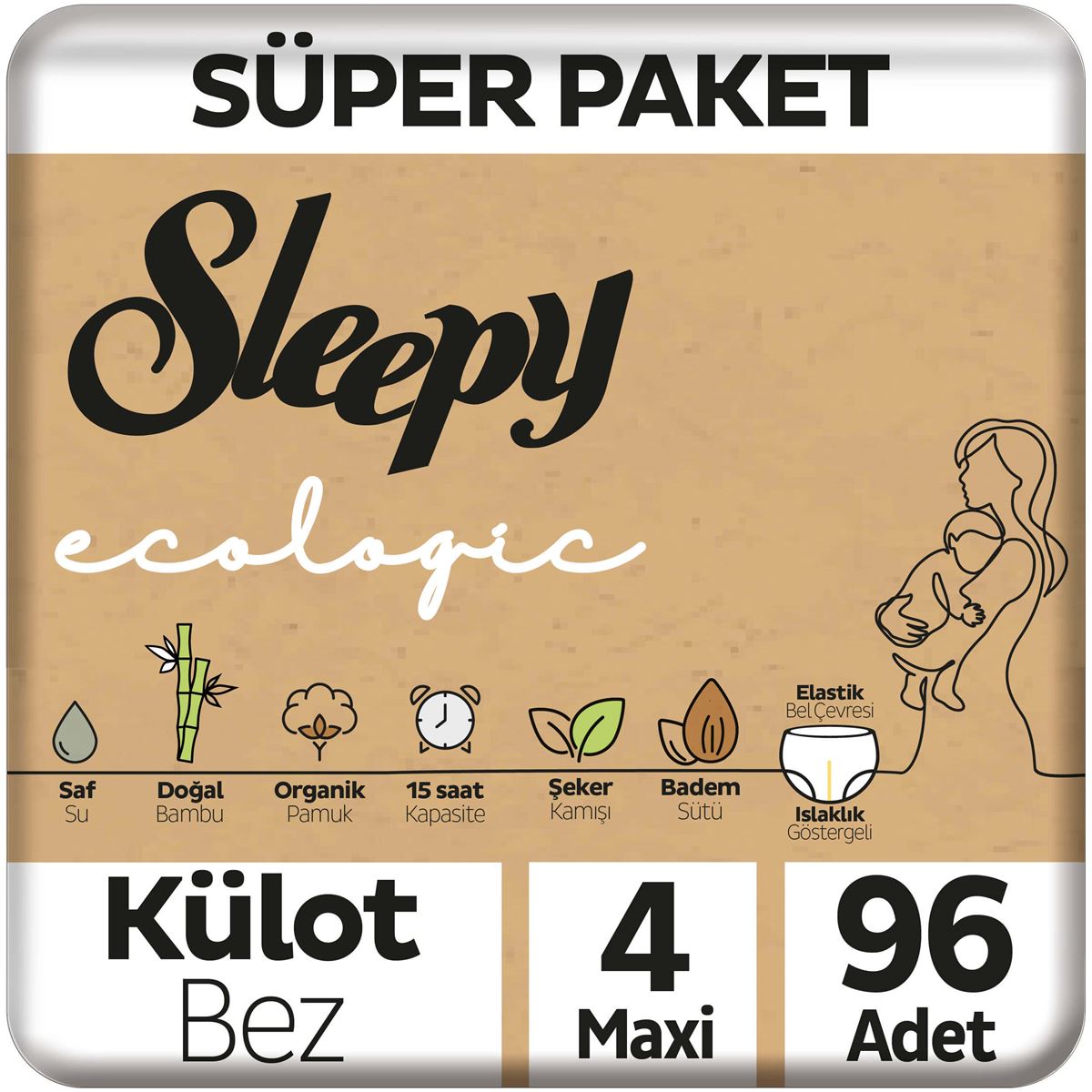 Sleepy Ecologic Süper Paket Külot Bez 4 Numara Maxi 96 Adet
