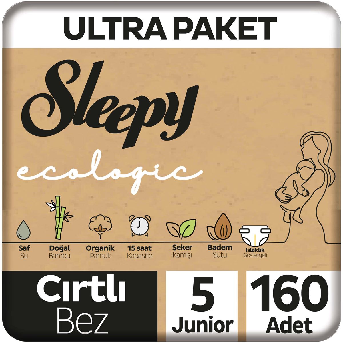 Sleepy Ecologic Ultra Paket Bebek Bezi 5 Numara Junior 160 Adet