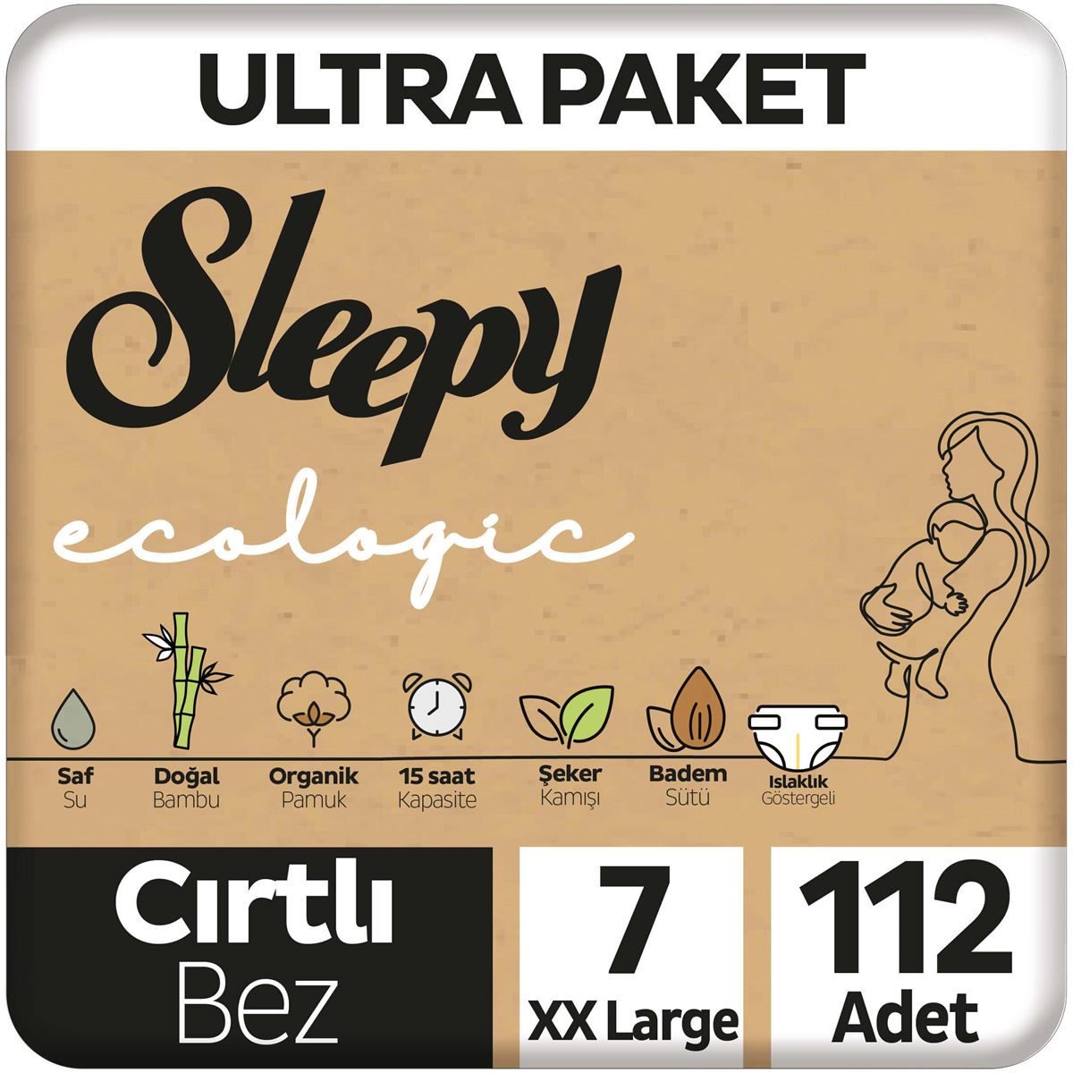 Sleepy Ecologic Ultra Paket Bebek Bezi 7 Numara Xxlarge 112 Adet