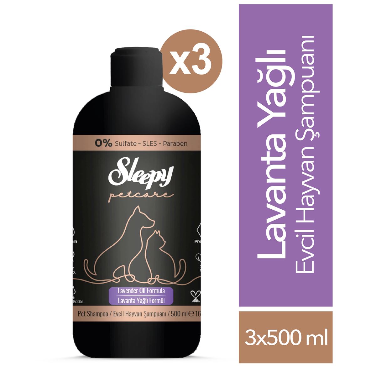 Sleepy Petcare Lavanta Yağlı Evcil Hayvan Şampuanı 3x500 ml