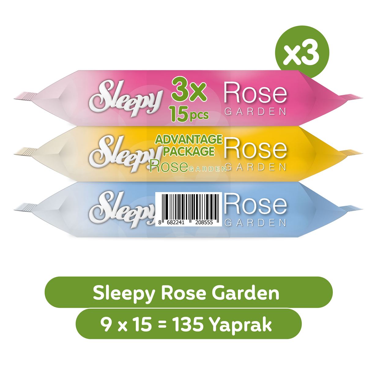 Sleepy Rose Garden Seyahat Cep Mendili 9x15 (135 Yaprak)