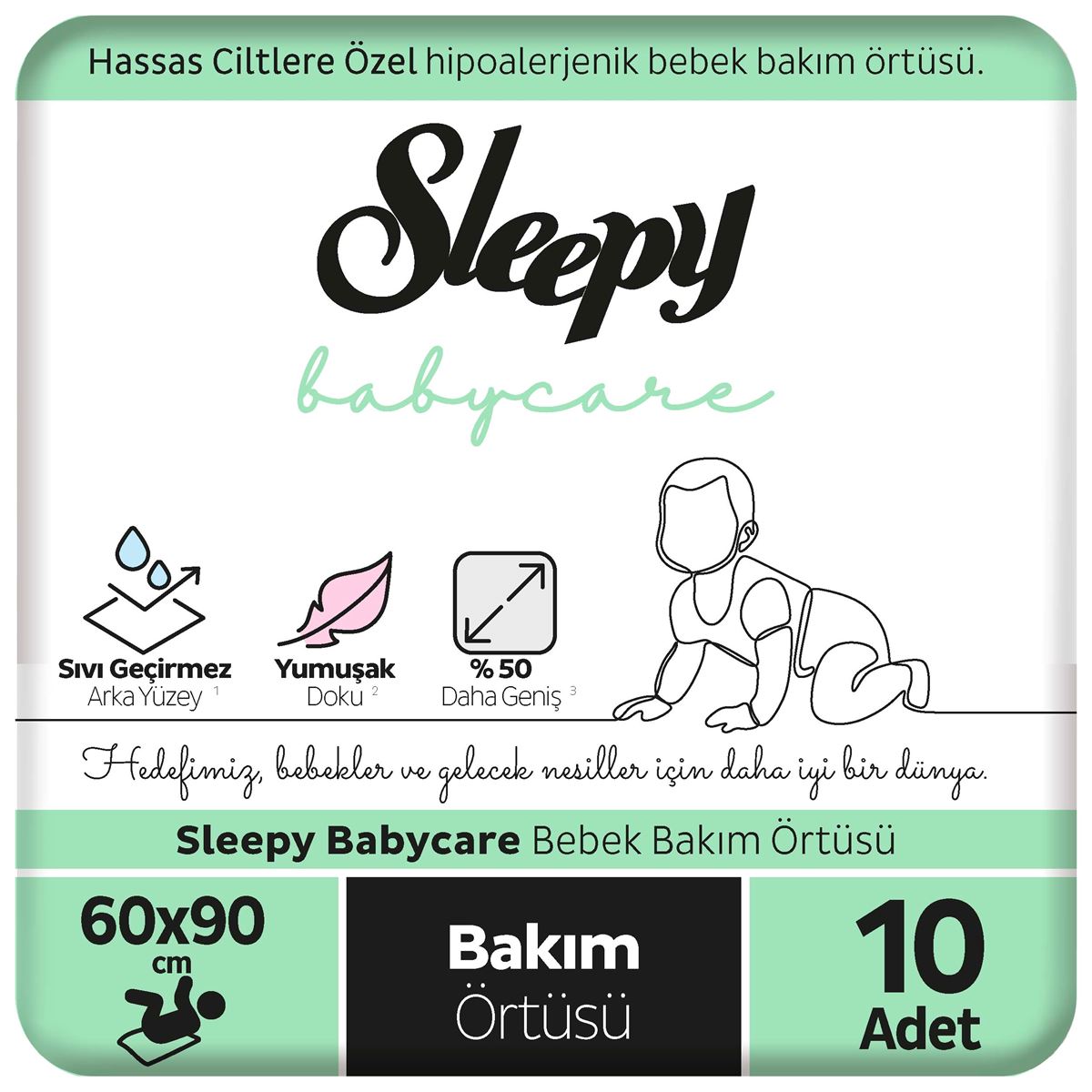 Sleepy Babycare Bebek Bakım Örtüsü 60x90 cm 10 Adet