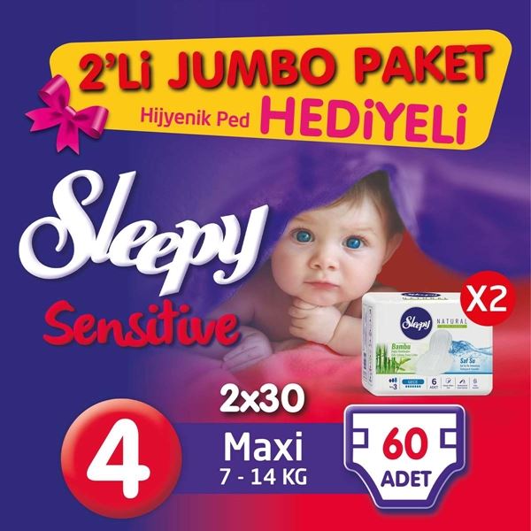 z2'li Jumbo Sleepy Sensitive Pepee Maxi 4 Numara Bebek Bezi