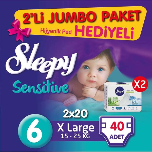 z2'li Jumbo Sleepy Sensitive Pepee Xlarge 6 Numara Bebek Bezi
