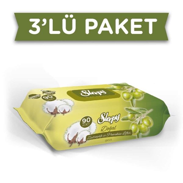 3'lü Sleepy Zeytinyağlı Islak Havlu 90 lı