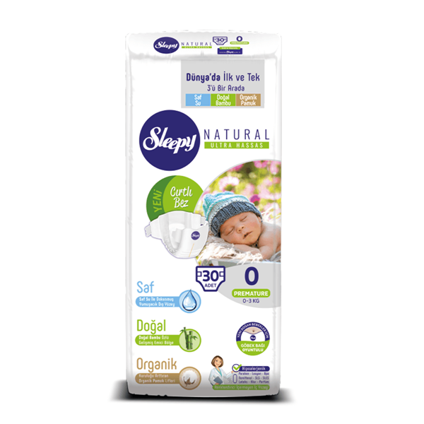 Sleepy Natural Bebek Bezi 0 Numara Prematüre 30 Adet 