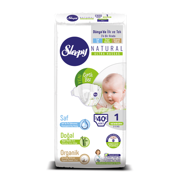 Sleepy Natural Bebek Bezi 1 Numara Yenidoğan 40 Adet 
