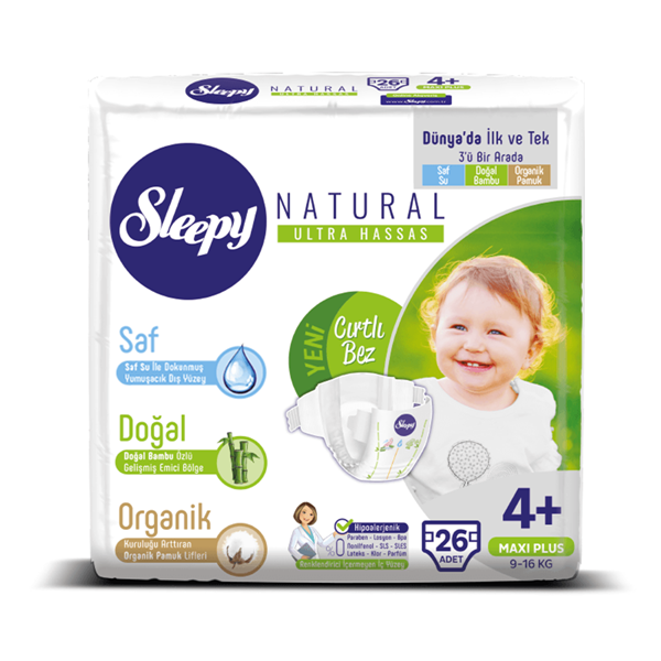 Sleepy Natural Bebek Bezi 4+ Numara Maxi Plus 26 Adet 