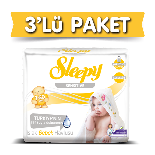 3'lü Sleepy Sensitive Islak Havlu 3x50