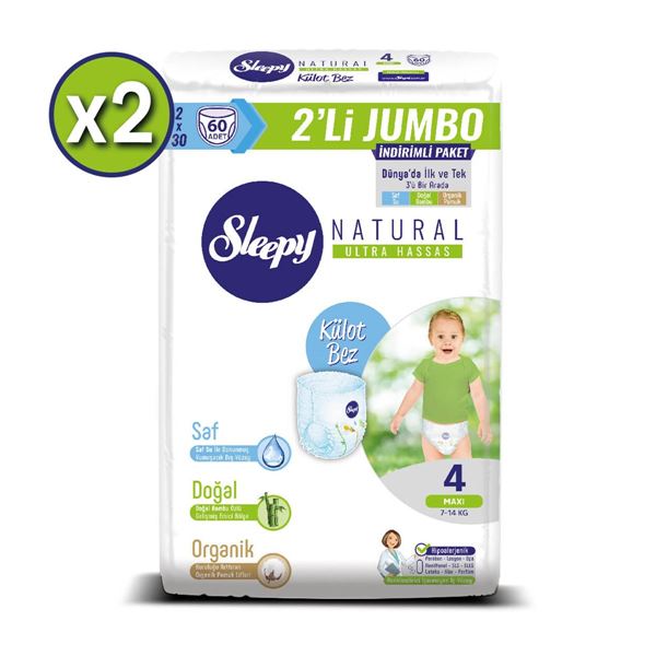 Sleepy Natural Külot Bez 4 Numara Maxi 2X2'Lİ JUMBO