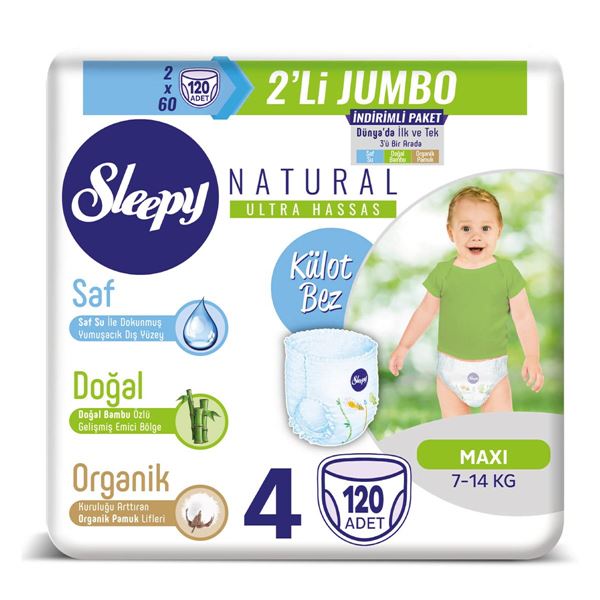 Sleepy Natural Külot Bez 4 Numara Maxi 2X2'Lİ JUMBO