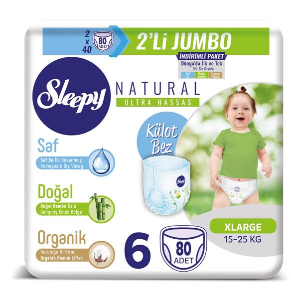 Sleepy Natural Külot Bez 6 Numara Xlarge 2X2'Lİ JUMBO