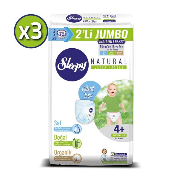 Sleepy Natural Külot Bez 4+ Numara Maxi Plus 3X2'Lİ JUMBO