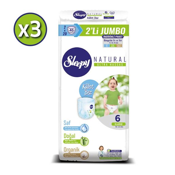 Sleepy Natural Külot Bez 6 Numara Xlarge 3X2'Lİ JUMBO