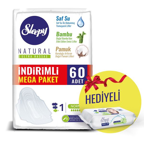 Sleepy Natural Ultra Hassas NORMAL (60 Ped) MAKEUP HEDİYELİ