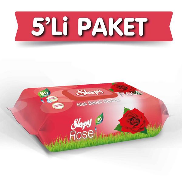 5'li Sleepy Gül Islak Havlu 90 lı