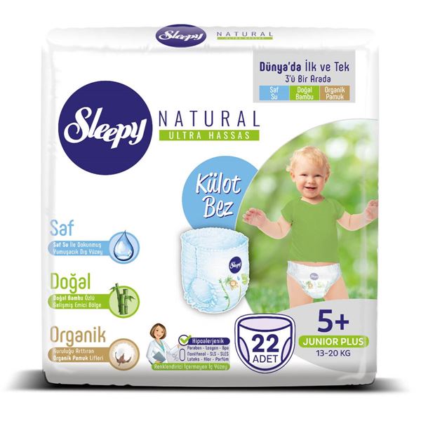 Sleepy Natural KÜLOT Bez 5+ Numara Junior Plus 22 Adet 