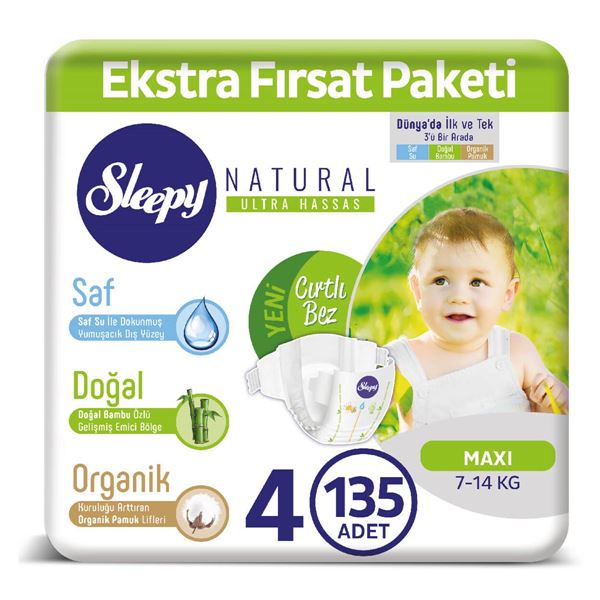 Sleepy NATURAL BEBEK BEZİ 4 NUMARA MAXİ 135 ADET
