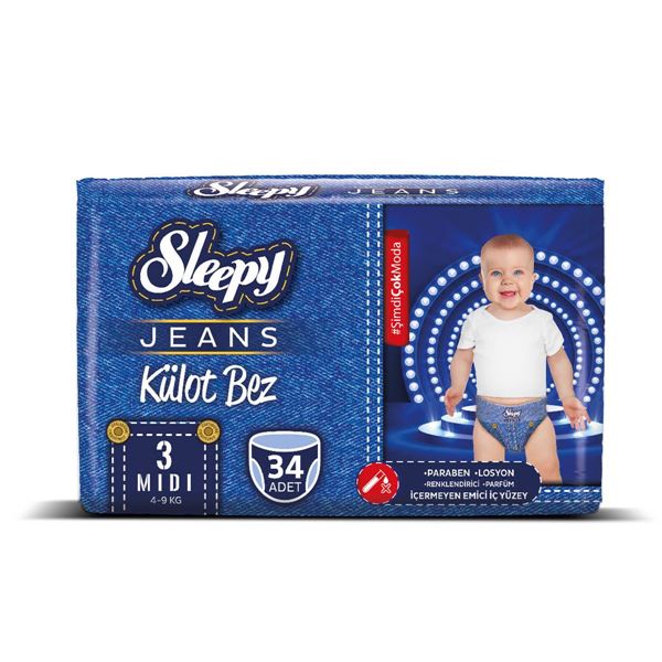 Sleepy Jeans KÜLOT Bez 3 Numara Midi 34 Adet 