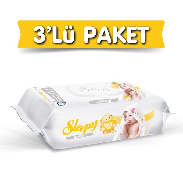 3'lü Sleepy Sensitive Islak Havlu 90 lı