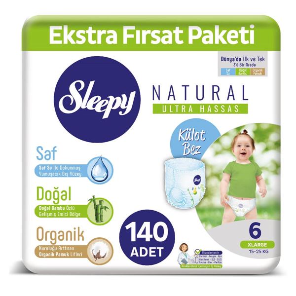 Sleepy Natural KÜLOT Bez 6 Numara Xlarge Ekstra Fırsat Paketi 140 Adet