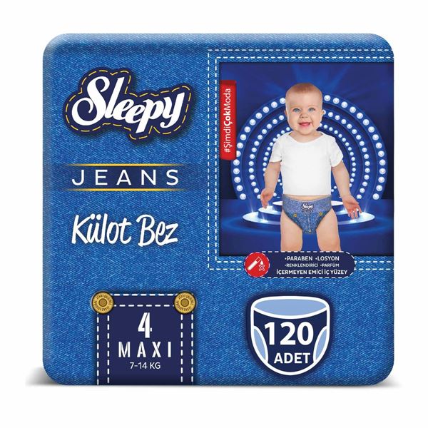 Resim Sleepy Jeans KÜLOT Bez 4 Numara Maxi 4’lü Jumbo 120 Adet 