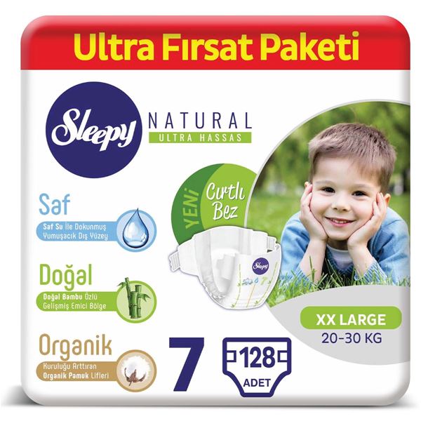 Sleepy Natural Bebek Bezi 7 Numara XXLarge Ultra Fırsat Paketi 128 Adet