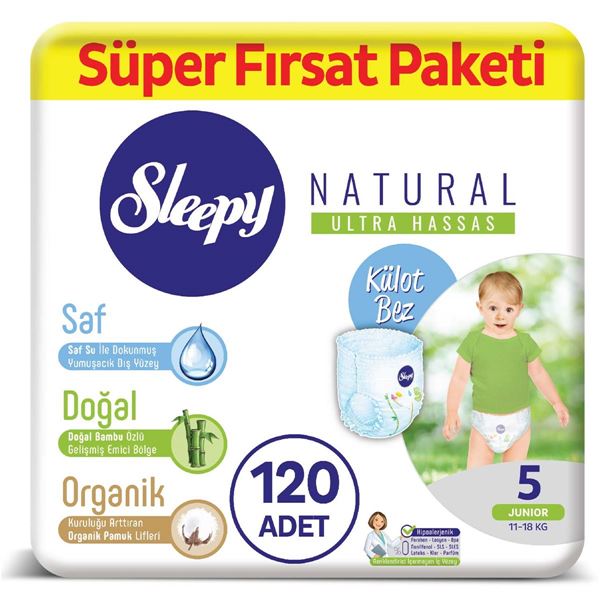 Sleepy Natural KÜLOT Bez 5 Numara Junior Süper Fırsat Paketi 120 Adet 