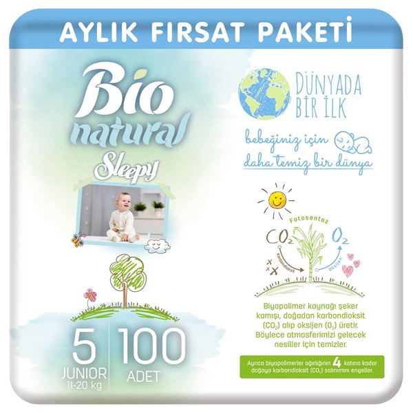Sleepy Bio Natural Bebek Bezi 5 Numara Junior 100 Adet
