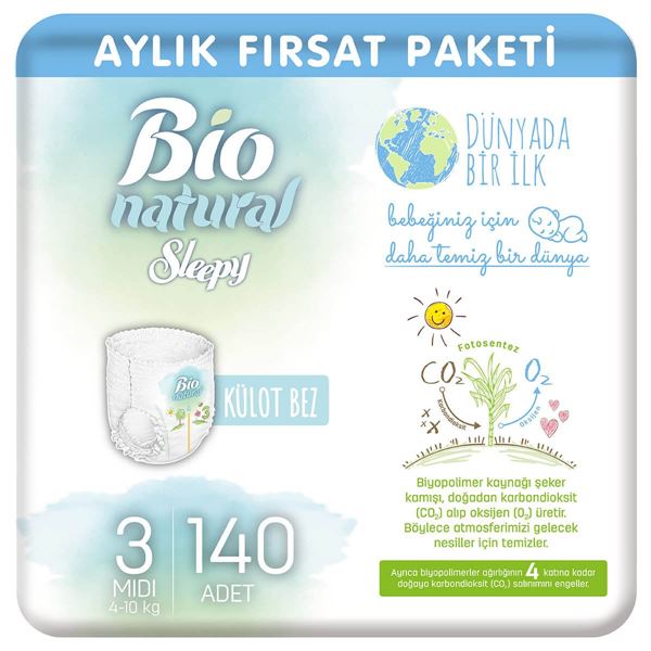 Sleepy Bio Natural Külot Bez 3 Numara Midi 140 Adet