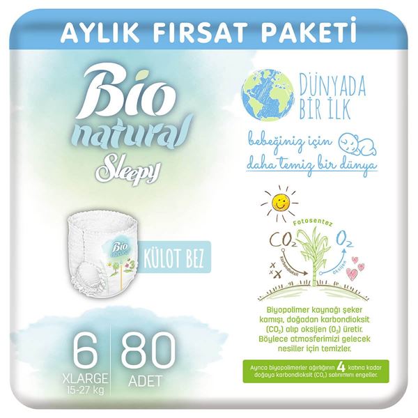 Sleepy Bio Natural Külot Bez 6 Numara Xlarge 80 Adet
