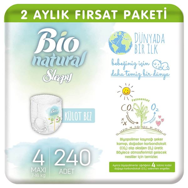 Sleepy Bio Natural Külot Bez 4 Numara Maxi 240 Adet