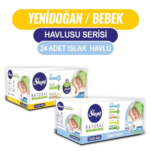Sleepy Natural Yenidoğan 12X40 + Bebek Havlusu 12x60