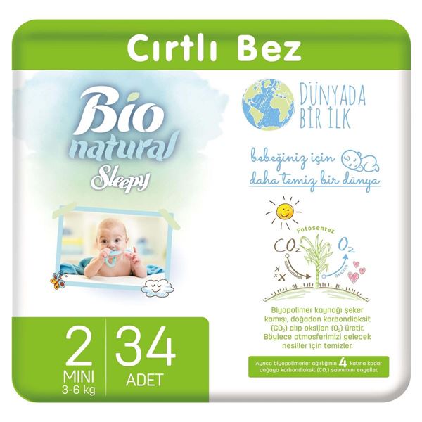 Bio Natural Bebek Bezi 2 Numara Mini 34 Adet