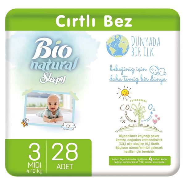 Sleepy Bio Natural Bebek Bezi 3 Numara Midi 28 Adet