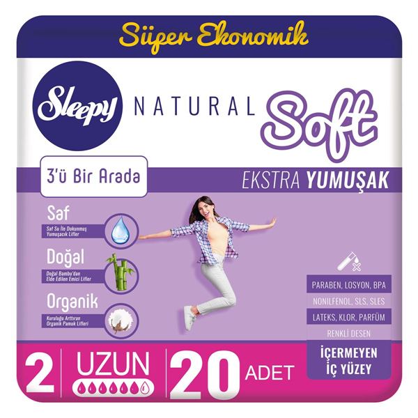 Image de Sleepy Natural Soft Extra Soft Long (20 serviettes)