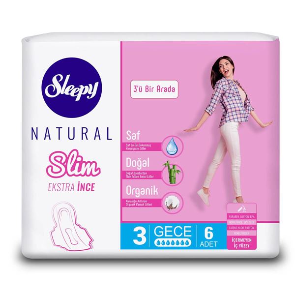 Sleepy Natural Slim Ekstra İnce Gece (6 Ped)