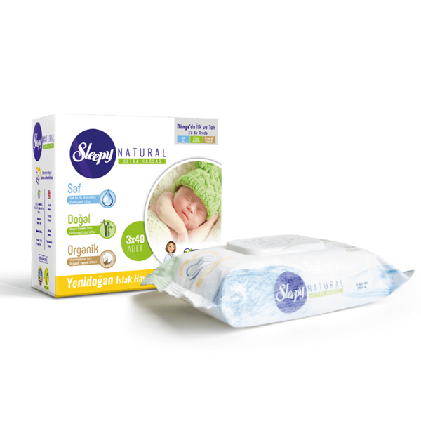 Sleepy Natural Yenidoğan Islak Pamuklu Havlu 3x40