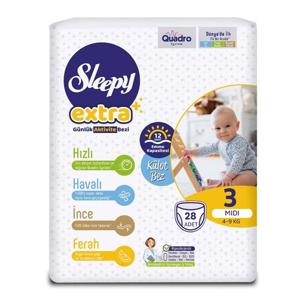 Sleepy Extra Günlük Aktivite Külot Bez 3 Numara Midi 28 Adet