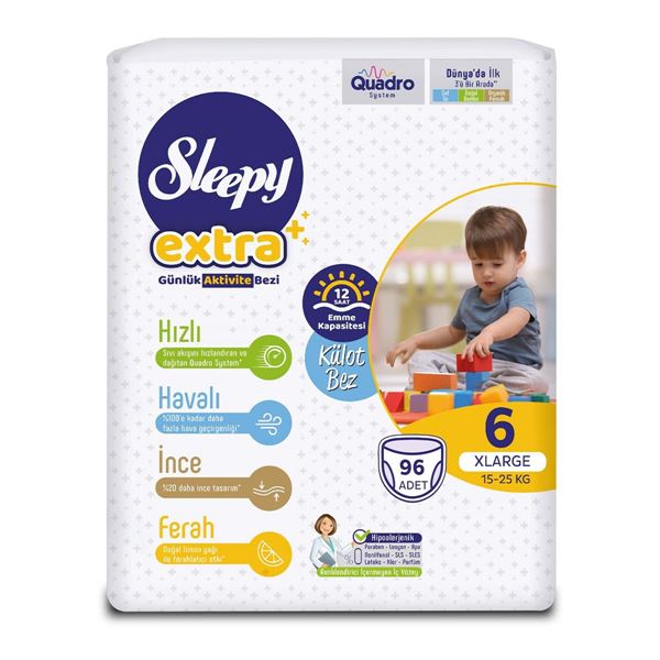 Sleepy Extra Günlük Aktivite Külot Bez 6 Numara Xlarge 96 Adet