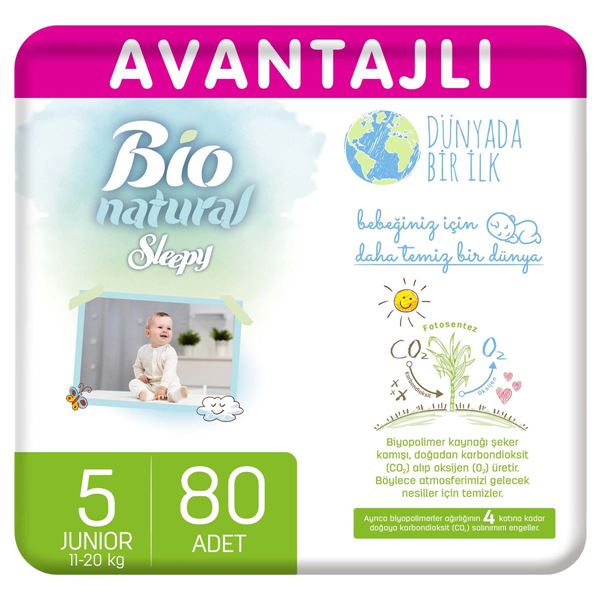 Sleepy Bio Natural Avantajlı Bebek Bezi 5 Numara Junior 80 Adet