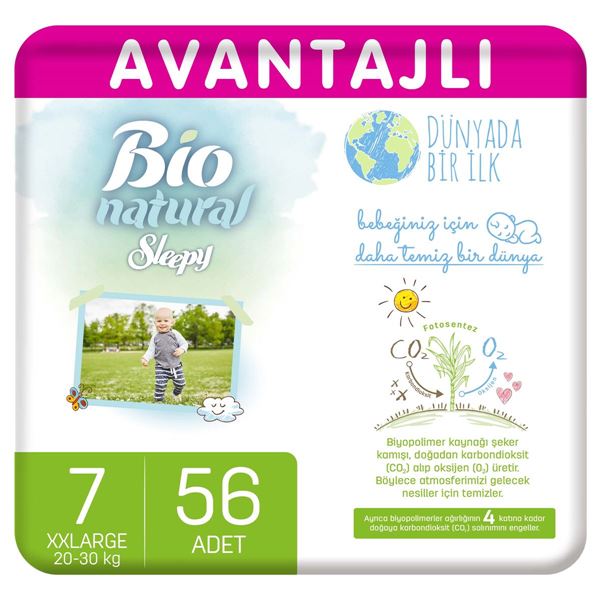 Sleepy Bio Natural Avantajlı Bebek Bezi 7 Numara Xxlarge 56 Adet