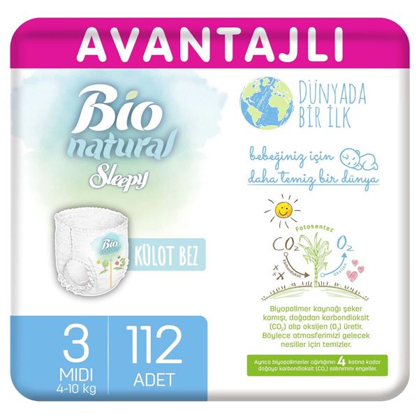 Sleepy Bio Natural Avantajlı Külot Bez 3 Numara Midi 112 Adet