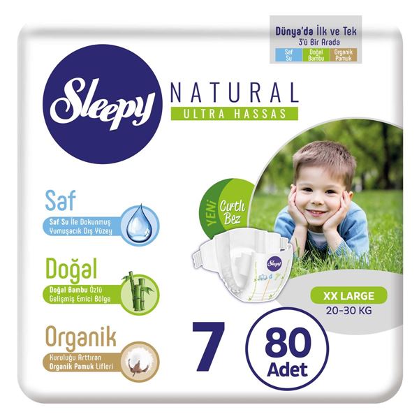 Sleepy Natural Bebek Bezi Büyük Avantaj Paketi 7 Numara Xxlarge 80 Adet